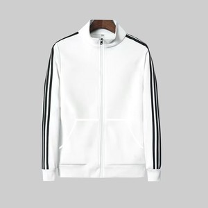 เสื้อแจ็คเก็ตแทร็คสีกรมท่าสำหรับผู้ชาย ทรงปกติ สีพื้น สไตล์สปอร์ต คอตั้ง ซิปยาวเต็มตัว - Product Image 4