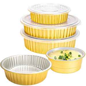 Bán buôn 1370ml thực phẩm dùng một lần cấp giấy nhôm màu vàng nắp hộp tròn thiết kế chống biến dạng dày - Product Image 6
