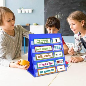 Pizarra de bolsillo de doble cara para mesa, con soporte, para uso en aulas escolares, de poliéster azul, para niños de 6 a 8 años - Product Image 5