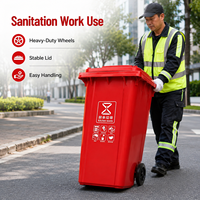 Poubelle à roulettes de grande capacité 240L, poubelle en plastique avec couvercle pour la collecte des déchets dans les espaces publics extérieurs