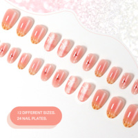 Ongles artificiels AIERFEI Pink Romance Cat Eye Art Press on Nails, forme ovale, motif étoile, faux ongles, forme ovale, design personnalisé accepté