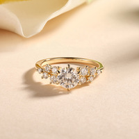 Bague en argent sterling S925 avec moissanite, plaquée or 14 carats, accentuations pavées effet météore, pour femme, luxe léger, polyvalente pour les soirées