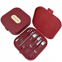 Ensemble de coupe-ongles portable anti-éclaboussures en acier inoxydable 8 en 1, ciseaux à cuticules, outil de manucure haut de gamme, coffret cadeau, utilisation à domicile