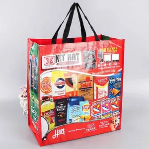 custom print OEM order reusable shopping grocery packing pp woven tote bag for promotion