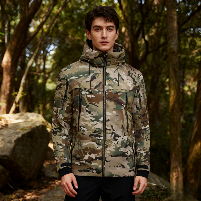 Men's High-Performance Waterproof Jacket 100% Recycled Nylon Breathable Soft Shell Outdoor Hiking Climbing Windproof Zipper XL