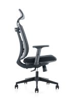 Chaise de bureau à dossier haut réglable en maille noire ergonomique avec appui-tête