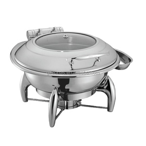 Delux Vòng Thép Không Gỉ Thủy Lực Cảm Ứng Chafing Món Ăn Cơ Bản Lề <span class=keywords><strong>Chafer</strong></span> Với Cửa Sổ Kính - Product Image 1