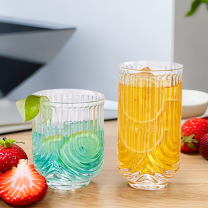 Tái Sử Dụng Cà Phê Nước Trái Cây Cốc Dọc Sọc Tumblers Pha Lê Whiskey Tumbler U Hình Uống Ly Thủy Tinh Cho Bar Đảng - Product Image 2
