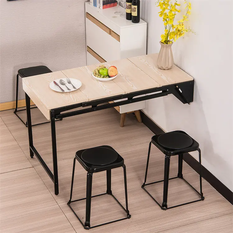 Conjunto de mesa de jantar dobrável, conjunto moderno nórdico de cozinha, dobrável, fixado na parede, utensílios de cozinha, sala de jantar