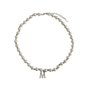 Collier de perles en argent Sterling S925 avec pendentif lettre M pour femmes, chaîne de clavicule de style coréen, à porter au quotidien - Product Image 5