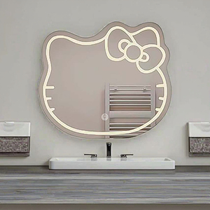 Espejo de maquillaje de pared de vidrio inteligente LED moderno con Interruptor táctil ecológico y pantalla de tiempo - Product Image 3