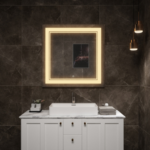 Miroir LED intelligent mural pour salle de bain moderne Divas avec affichage de l'heure - Product Image 1