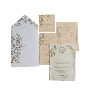 Invitación <span class=keywords><strong>DE</strong></span> BODA acrílica transparente personalizada, diseño floral, lámina <span class=keywords><strong>de</strong></span> oro, tarjeta RSVP y mapa, parte <span class=keywords><strong>de</strong></span> <span class=keywords><strong>la</strong></span> boda - Product Image 4