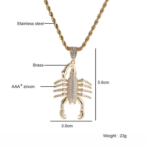 Nuevo colgante de escorpión helado, cadena de cuerda torcida, cadena de tenis, COLLAR COLGANTE, hip -hop masculino, diseño de disfraz de moda, cadena de suéter - Product Image 2