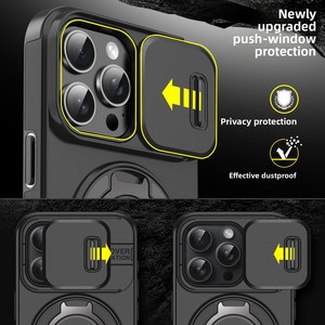 Coque de téléphone portable magnétique avec fenêtre coulissante et motif animal pour 17PROMAX 16PRO, avec anneau de support, protection anti-chute et finition par pulvérisation - Product Image 2