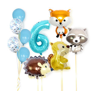 Renard <span class=keywords><strong>de</strong></span> dessin animé, hérisson, écureuil, ensemble <span class=keywords><strong>de</strong></span> ballons <span class=keywords><strong>de</strong></span> raton laveur ballons combinés numériques bleus pour <span class=keywords><strong>la</strong></span> décoration <span class=keywords><strong>de</strong></span> fête d'anniversaire des enfants - Product Image 6