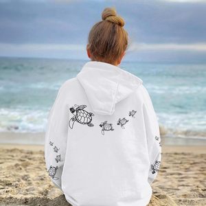 FOXA Sweat à capuche pour femme, coupe oversize, en polaire, avec motif tortue de mer, design océanique décontracté et esthétique - Product Image 4