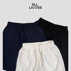 All Lies Men's Polyester/Cotton Breathable Drawstring Closure Solid Pattern Loose Casual Summer Mid Length Shorts JD035 - Product Image 2