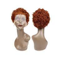 Perruque courte bouclée coupe pixie 100% cheveux humains, fabriquée à la machine avec une partie en dentelle 13x1, disponible en 1b et en plusieurs couleurs.