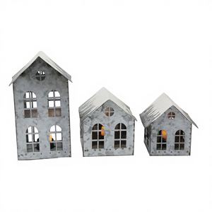 Casita Navideña de Hierro Galvanizado, Artesanía Vintage, 100 Piezas, Decoración Ecológica Personalizable para el Hogar, Festividades - Product Image 1