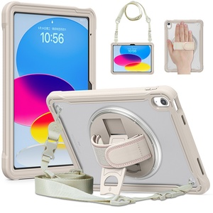 Funda Híbrida Resistente a Golpes para Tablet iPad 10.ª Generación 10.9 Pulgadas 2022, Carcasa Transparente con Correa para el Hombro y Soporte - Product Image 1
