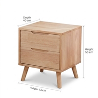 Table de chevet en bois massif de caoutchouc nordique avec 2 tiroirs, armoire de rangement moderne et simple pour chambre à coucher
