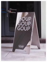 Panneau publicitaire miroir personnalisé double face sur pied pour extérieur, en métal, pour trottoir, avec cadre en A