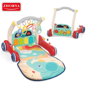 Zhorya 2023 infant 2 in 1 adjustable piano rack baby walker with rocker pedal fitness toddler activity stroller