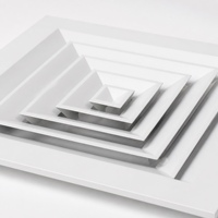 Diffuseur d'air carré en aluminium à 4 voies pour plafond, grille d'admission HVAC avec registre pour conduit de climatisation