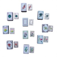 Jeu de Mahjong en Acrylique Poli Mat Doux avec Motifs Floraux et Éventails Délicats pour des Réunions Familiales Confortables en Intérieur lors des Fêtes