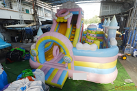Château gonflable commercial couleur macaron pour enfants, château de saut gonflable pour parc d'attractions