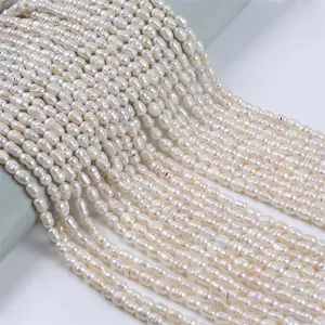 Zhuji Pearl Market promozione prezzo economico B grado 5-6mm perle di riso d'acqua dolce filo di perline