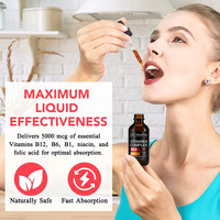 60 ml de méthylcobalamine, complexe B liquide en gouttes, supplément de vitamines B12 et B6 pour l'énergie, le cerveau et le cœur, sans gluten, végétalien, pour adultes
