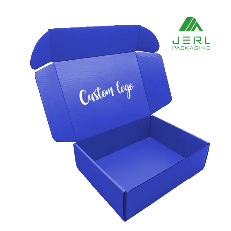 Personalizado cartón corrugado cajas azul marino envío caja de correo azul caja de embalaje con logotipo