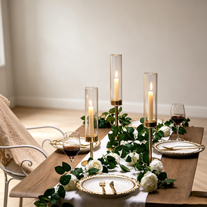 gold <b>candle</b> <b>holder</b> with glass hurricane <b>floating</b> <b>candle</b> <b>holders</b> for table & shelf display party hurricane glass cylinders - Product Image 3