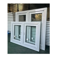 Ventanas con Aislamiento Térmico Contra Huracanes, Ventanas Abatibles de PVC con Vidrio Aislante, Impermeables, con Mosquitera para Casas y Villas