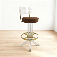 Chaises de bar modernes en acrylique avec coussins en velours, durables et écologiques, pour appartement, maison, comptoir de bar - Vente en gros usine