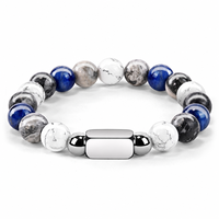 Bracelet en pierre œil de tigre jaune, perles magnétiques de 10 mm, perles carrées en acier inoxydable, lettrage gravé personnalisé, bijoux en gros
