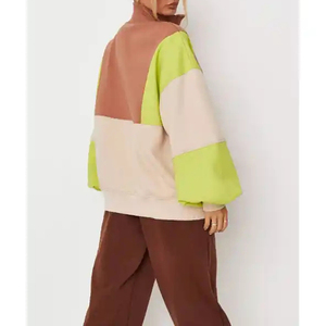 <span class=keywords><strong>Felpa</strong></span> <span class=keywords><strong>con</strong></span> Cappuccio in Cotone Streetwear Color Block Personalizzata <span class=keywords><strong>con</strong></span> <span class=keywords><strong>Bottoni</strong></span> per Donna - Product Image 3