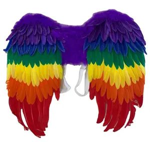 wholesale feather products decor fancy dress pink wing long big adult black feathered wings for party supply