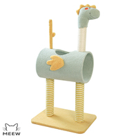 Structure d'escalade pour chat Little Dinosaur avec poteau à gratter en sisal, tube, niche, jouet à suspendre et maisonnette pour chaton