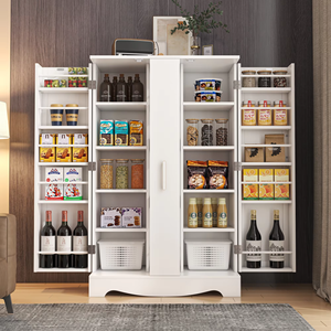 Mobili per Organizzazione e Stoccaggio in Legno, Moderni Armadi da <span class=keywords><strong>Cucina</strong></span> <span class=keywords><strong>con</strong></span> Ante Alte e Ripiani Regolabili, 5 Ripiani - Product Image 1
