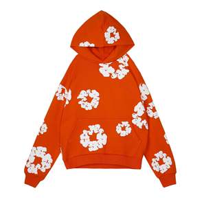 秋季钩编 ODM 连帽衫 花卉印花泡沫连帽衫 带口袋 棉质速干 男女通用 - Product Image 2