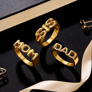 DUOYING 18K Gold PVD Plated Family Letter <strong>Ring</strong> Stainless Steel Titanium Steel Waterproof Mom <strong>Dad</strong> Sister <strong>Ring</strong> - Product Image 3