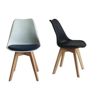 Chaises de salle à manger Tulip en bois massif de hêtre et plastique, avec assise rembourrée en PU, style nordique, pour hôtels et restaurants, vente en gros usine - Product Image 4