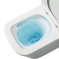 WC monobloc moderne en céramique avec abattant à fermeture douce, économie d'eau, double chasse, à poser au sol, pour usage domestique et commercial