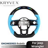 Volant sport personnalisé en fibre de carbone pour Jeep Wrangler JL Gladiator JT Rubicon, tout-terrain, 3 branches, avec éclairage LED, en cuir