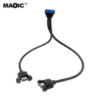 Motherboard 50CM 20Pin Ke 2 Port USB 3.0 Kabel Komputer Braket Panel Depan Wanita dengan Sekrup