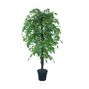 热销新款1260叶室内植物959 # 四英尺迷你人造盆景榕树