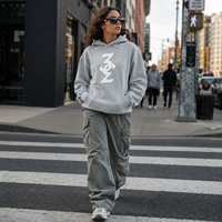Sweat à capuche personnalisé avec logo en relief pour hommes et femmes, coupe oversize, en molleton de coton épais, style streetwear, OEM, faible MOQ, impression 3D, bleu gris